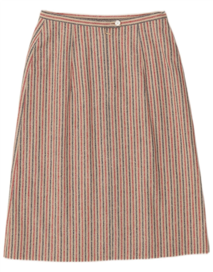 Falda midi vintage para mujer W27 pequeña rayas multicolores