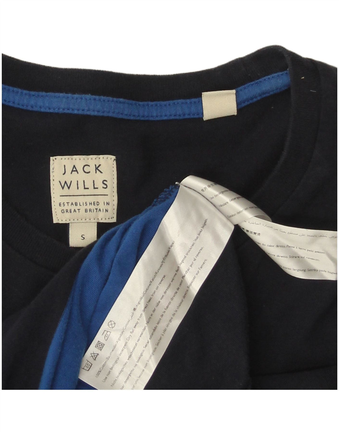 JACK WILLS Camiseta para hombre Top Small Azul marino Colorblock Algodón