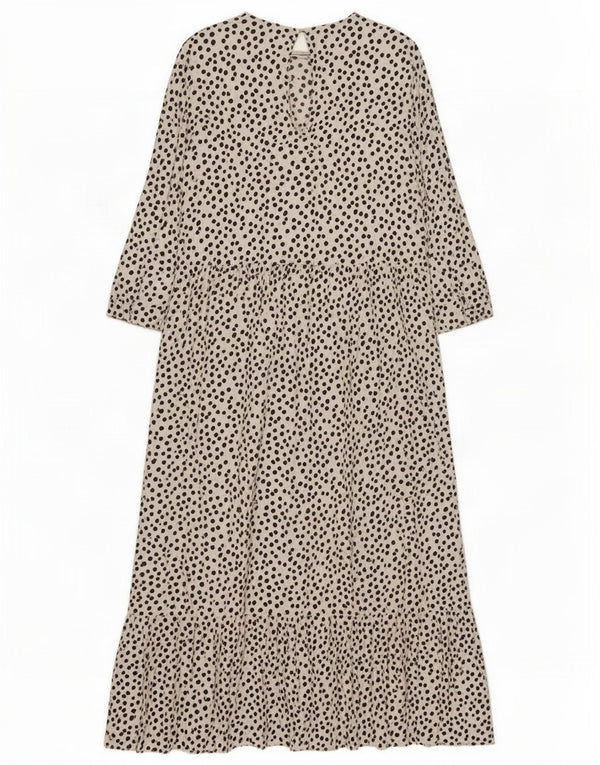Zara Vestido largo de manga 3/4 para mujer, Reino Unido 42, mediano, blanco manchado