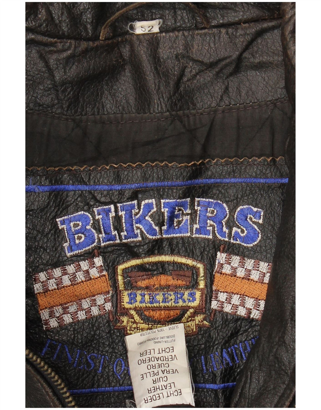Bikers Chaqueta motera de cuero para hombre IT 52 XL Cuero marrón