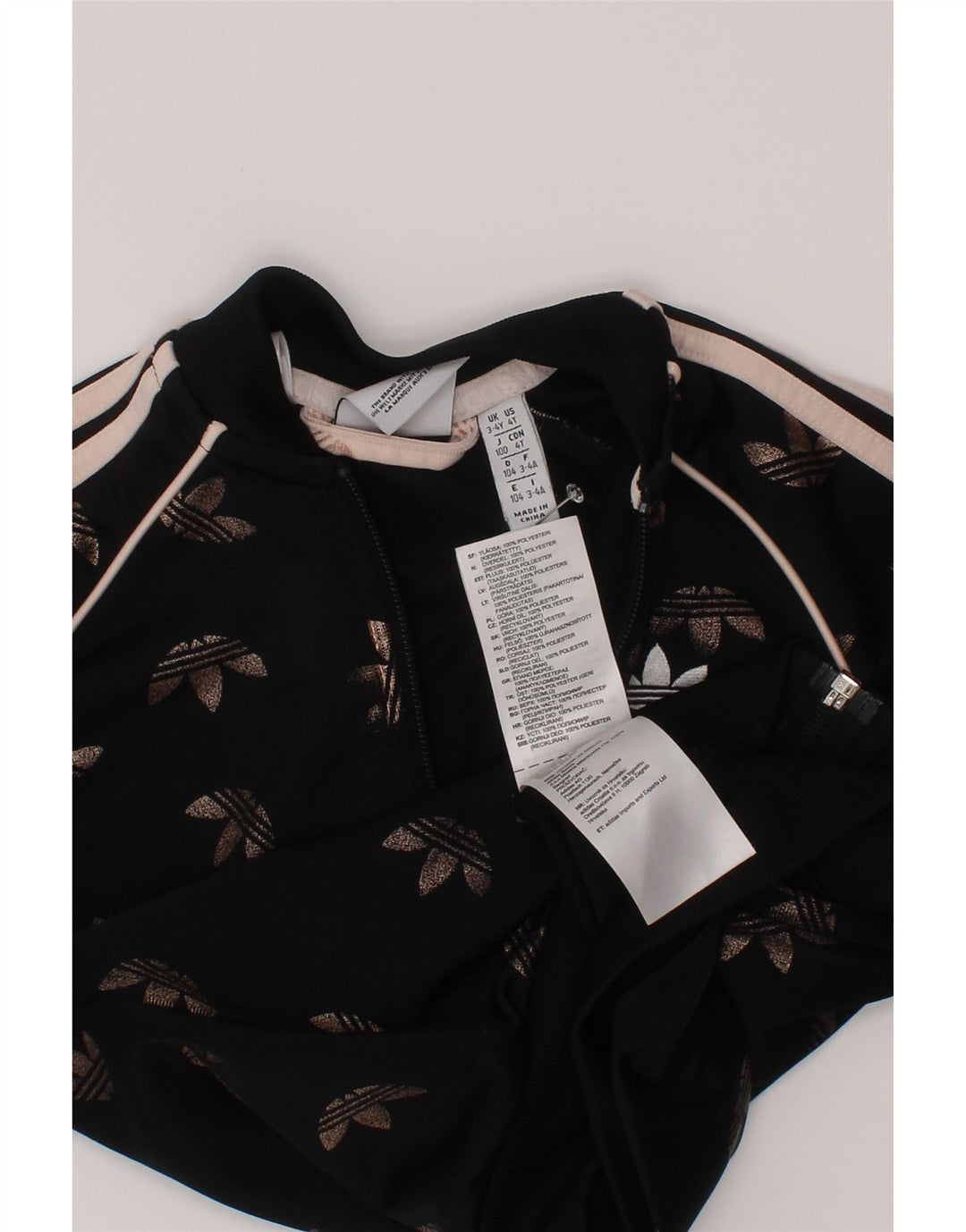 Adidas - Chaqueta de chándal con gráfico para niña, 3-4 años, negro, poliéster