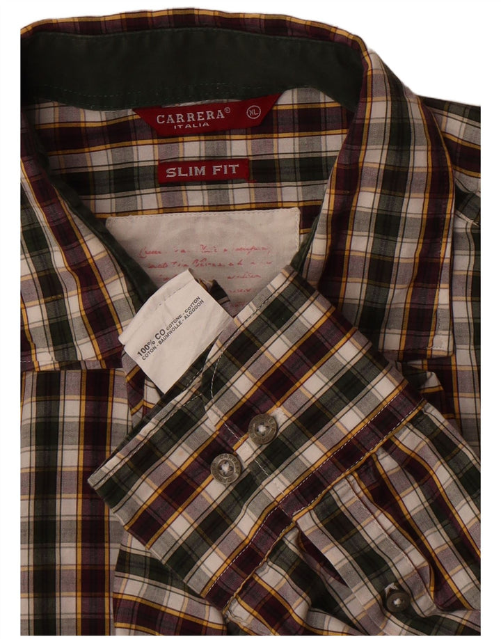 Camisa Carrera Slim Fit XL Algodón Cuadros Multicolor Hombre