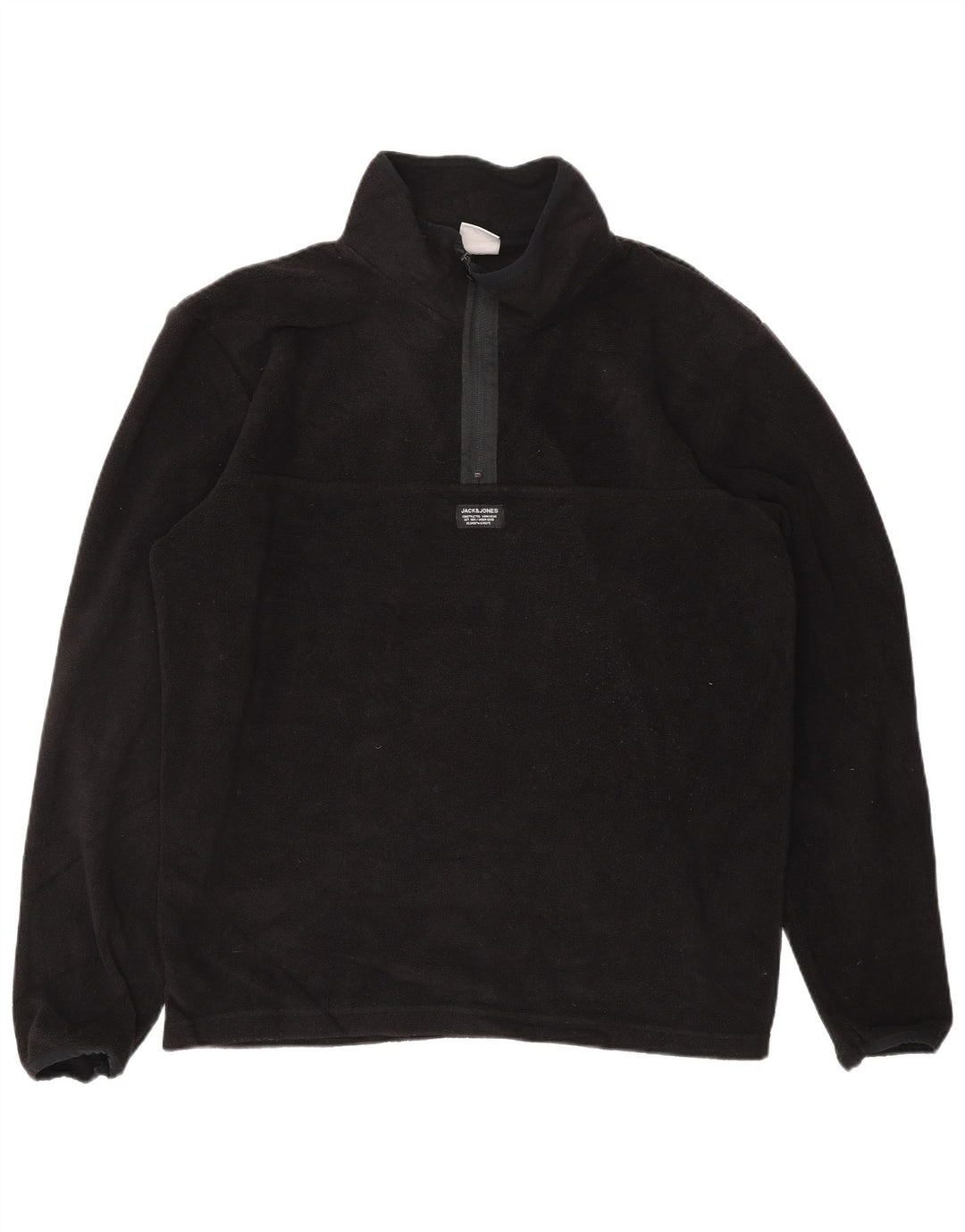 JACK & JONES Jersey polar con cremallera y cuello para hombre XL Poliéster negro