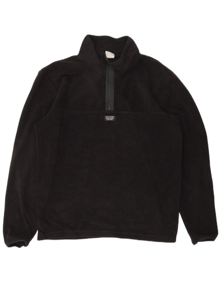 JACK & JONES Jersey polar con cremallera y cuello para hombre XL Poliéster negro