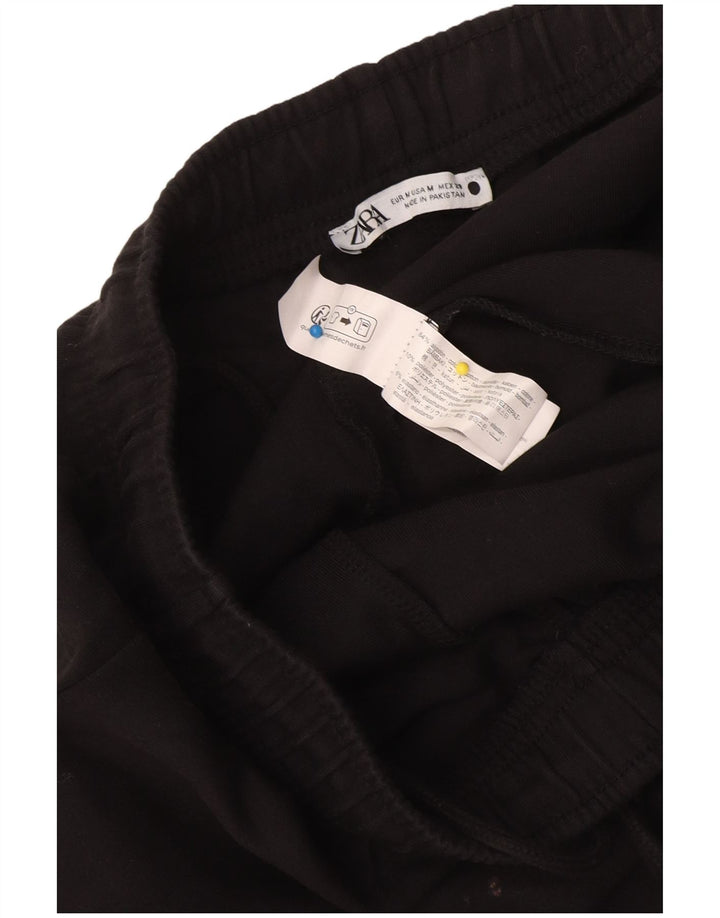 Zara Mujer Pantalones De Chándal UK 42 Mediano Negro Algodón