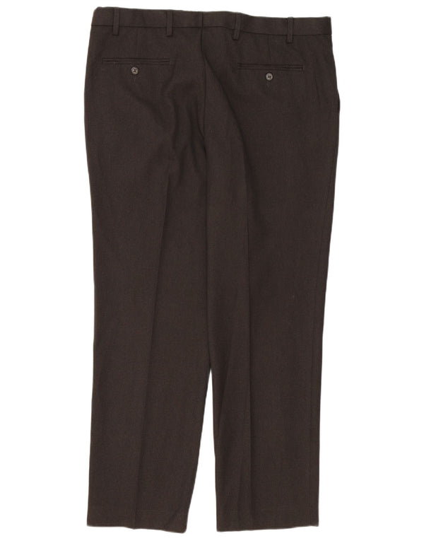Marks & Spencer Pantalón de traje regular recto para hombre W38 L31 Poliéster marrón