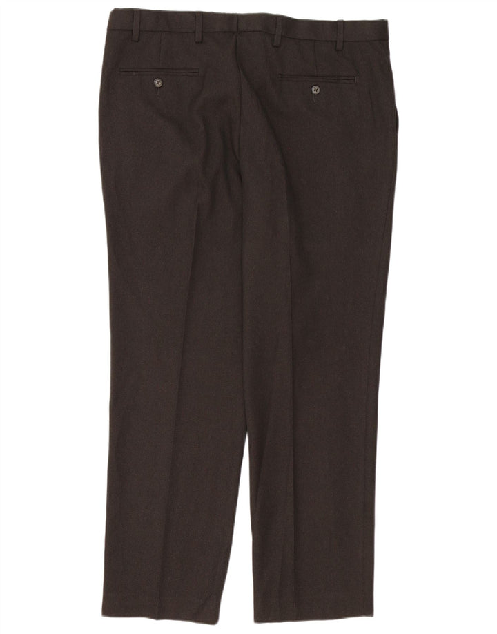Marks & Spencer Pantalón de traje regular recto para hombre W38 L31 Poliéster marrón