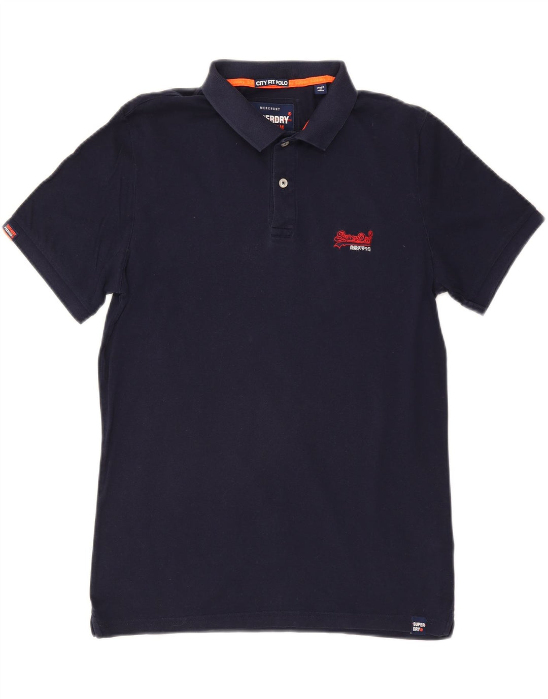 SUPERDRY Polo para hombre grande de algodón azul marino