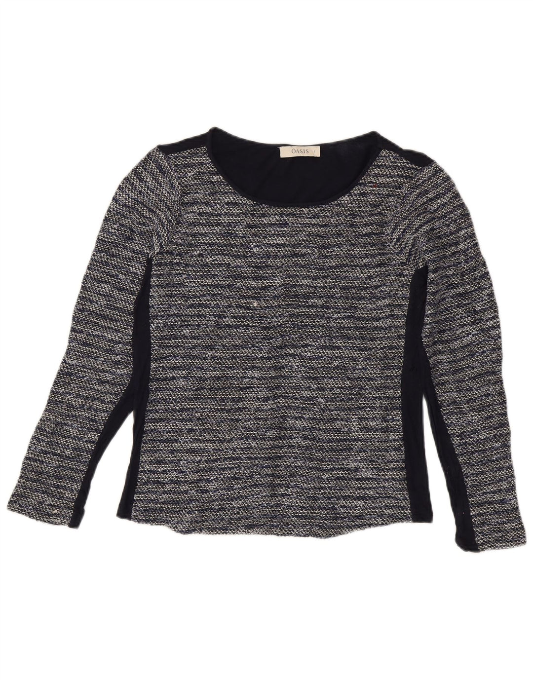 Oasis Mujer Top Manga Larga UK 40 Pequeño Poliéster A Rayas Azul Marino