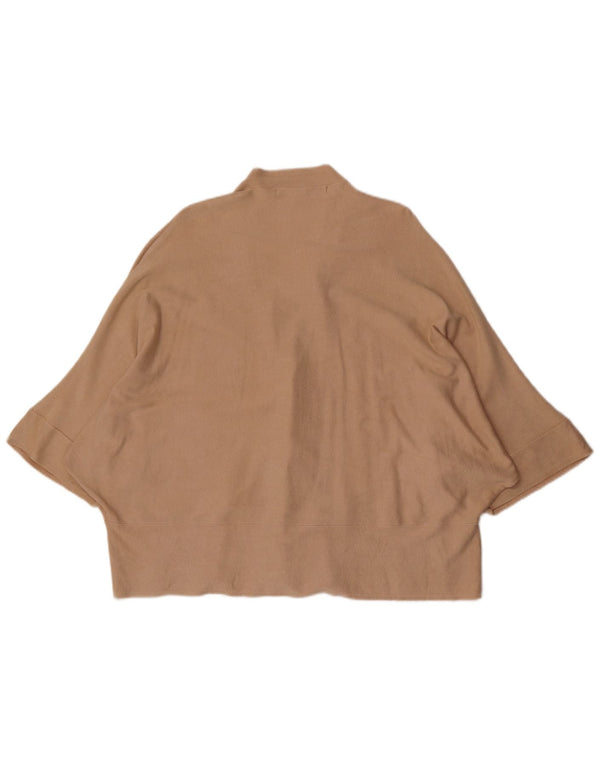 Zara Mujer Suéter Cárdigan Abierto De Ala De Murciélago De Gran Tamaño UK 44 Medium Beige