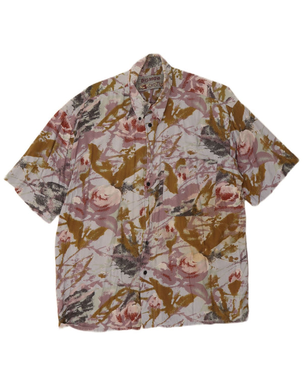 Camisa Vintage Hombre Manga Corta XL Multicolor Floral