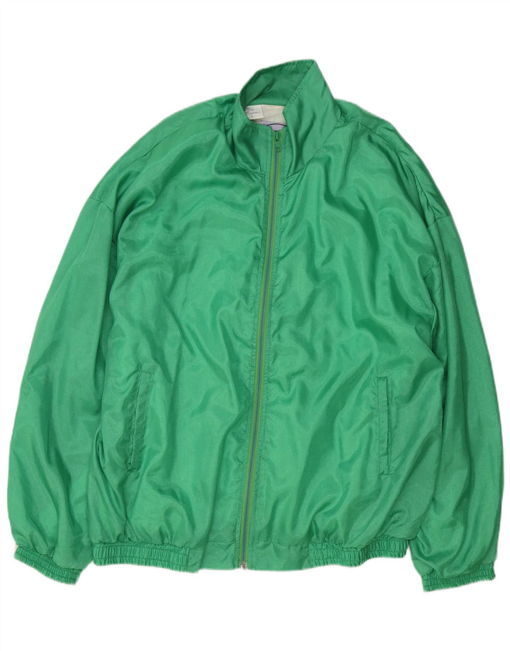 Vintage hombres chándal top chaqueta grande nylon verde