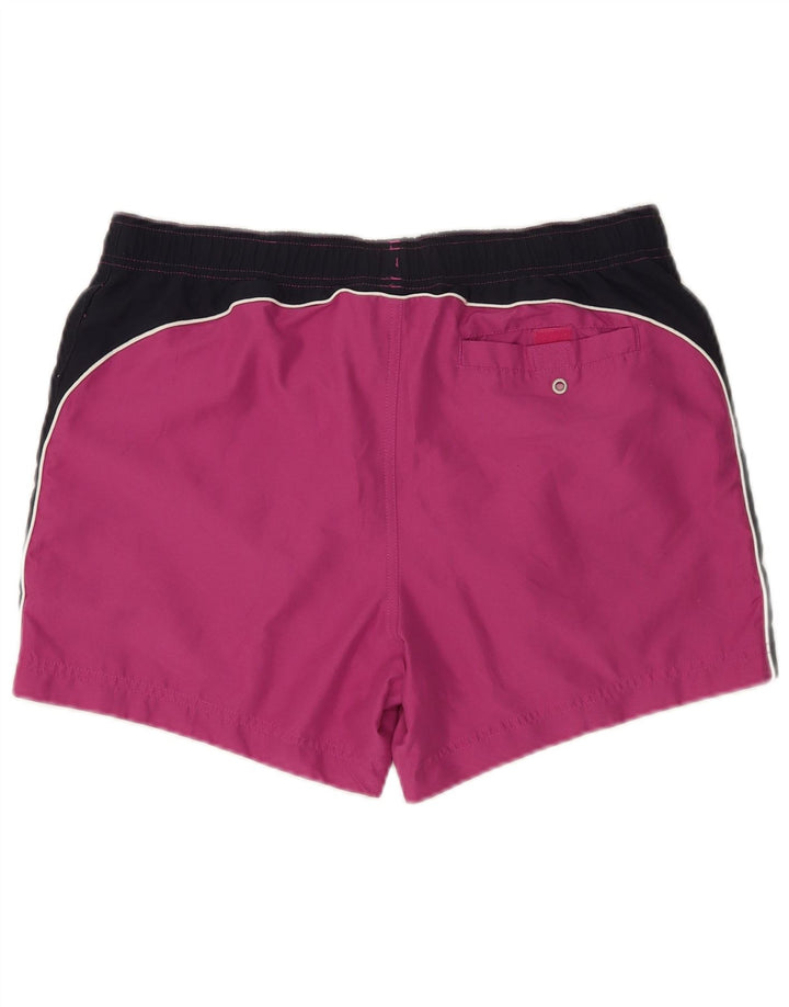 Champion Bañador con estampado gráfico para hombre, poliéster color block, color morado grande