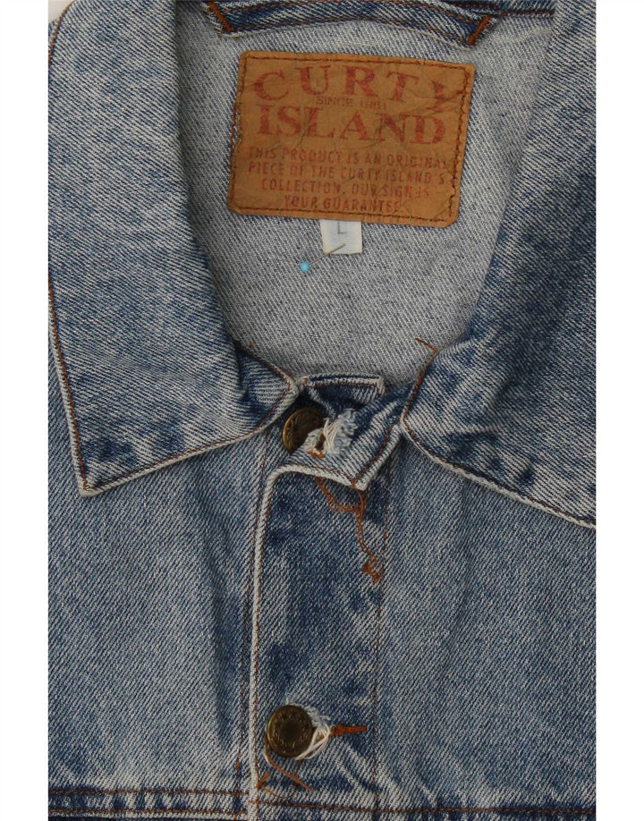 Vintage hombres chaqueta de mezclilla Reino Unido 40 algodón azul grande