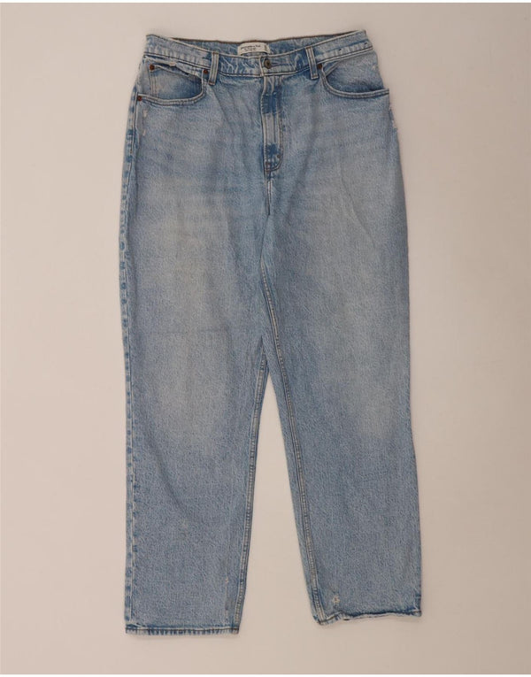 Abercrombie & Fitch Jeans Rectos Desgastados para Mujer US 14 XL W32 L26 Azul