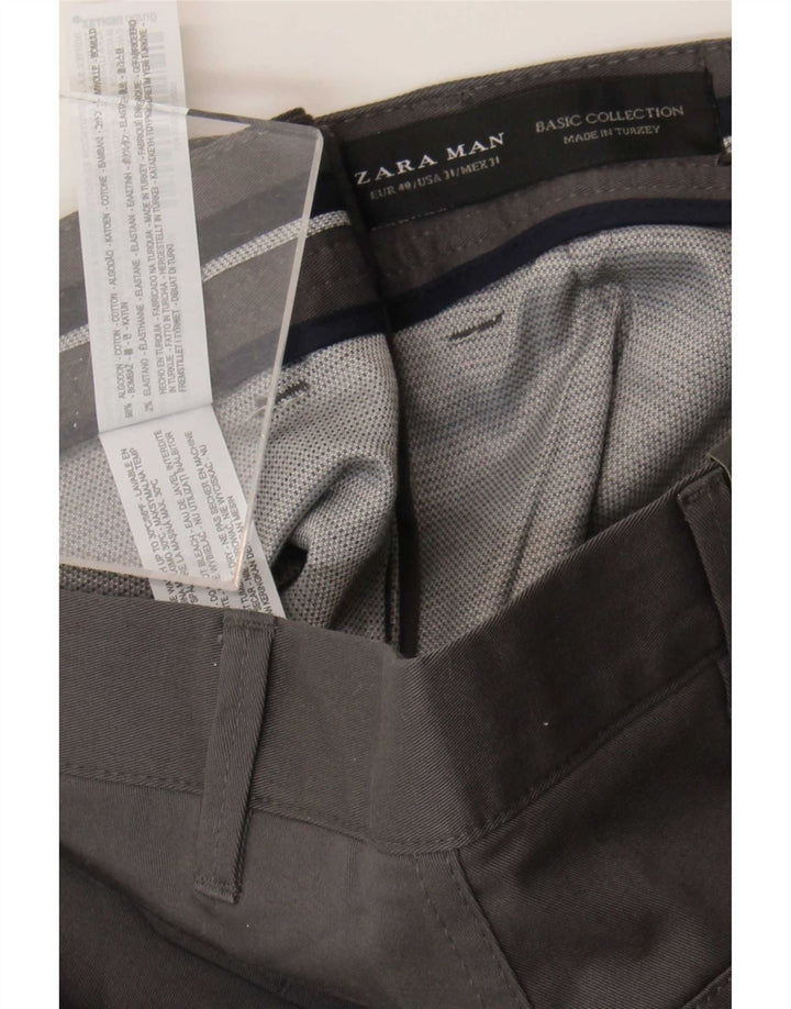 Zara Mens Chino Shorts EU 40 Medium W31 Algodón Gris