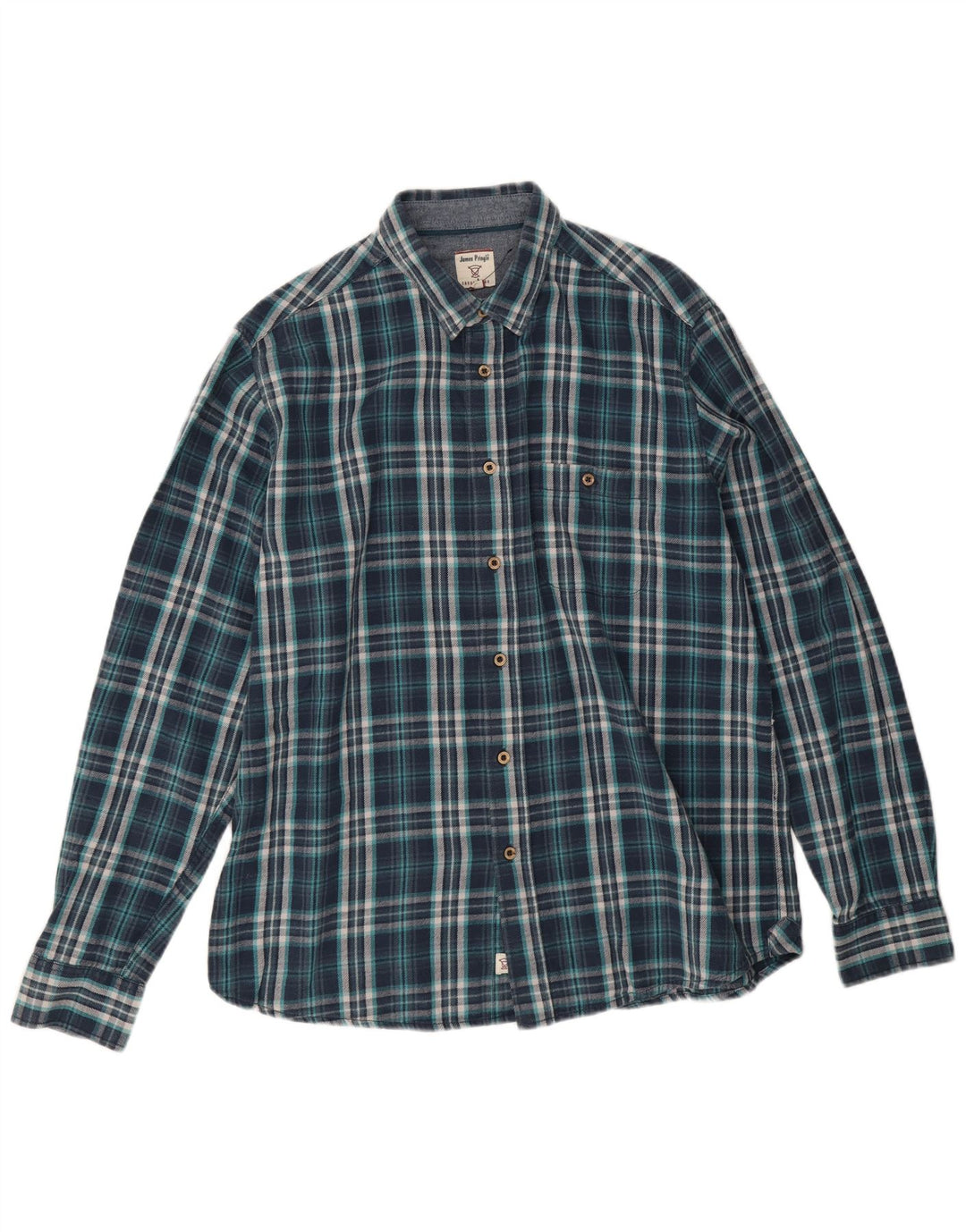 James Pringle Camisa de franela para hombre Algodón a cuadros azul marino grande
