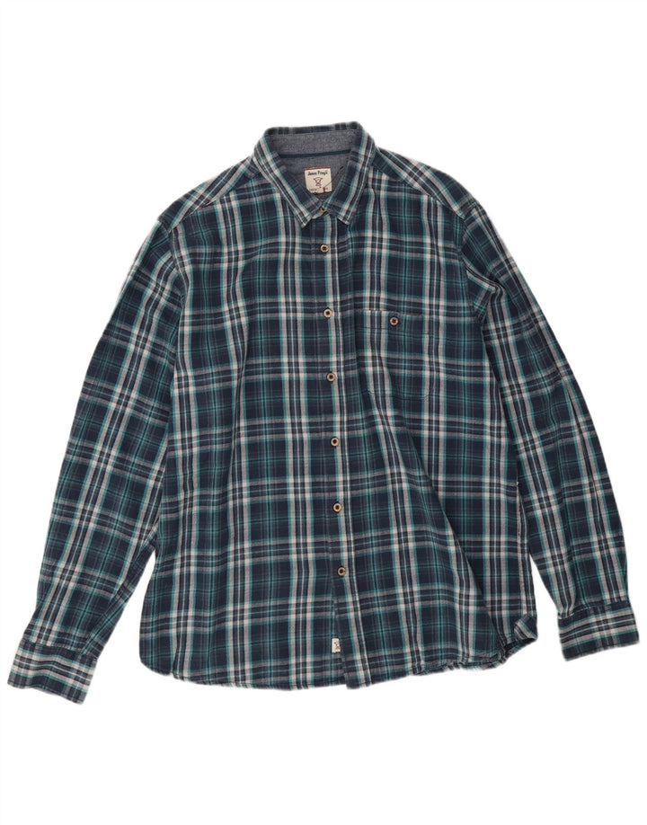 James Pringle Camisa de franela para hombre Algodón a cuadros azul marino grande