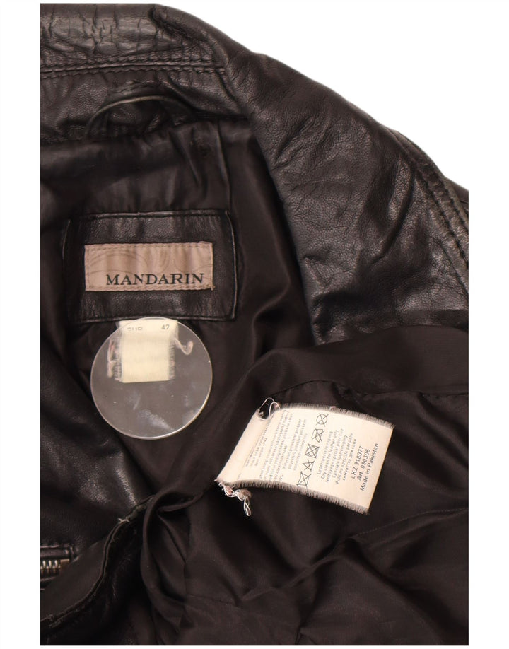 Vintage mujer cuero biker chaqueta EU 42 cuero negro grande