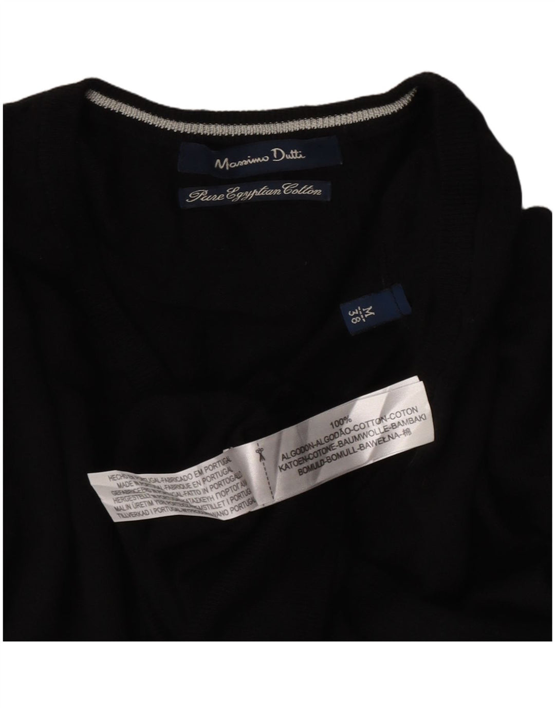 Massimo Dutti Hombre Jersey Cuello En V Jersey Mediano Negro Algodón