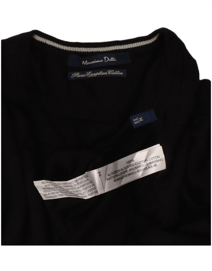 Massimo Dutti Hombre Jersey Cuello En V Jersey Mediano Negro Algodón