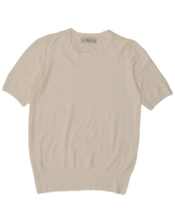 Zara Mujer Camiseta Top UK 10 Small Blanco