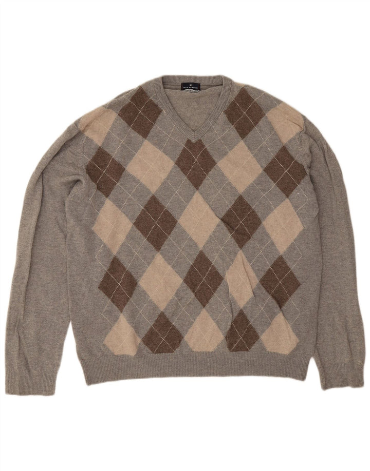 Marks & Spencer Suéter con Cuello en V para Hombre 2XL Gris Argyle/Diamante