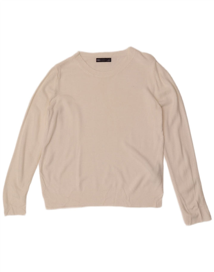 Marks & Spencer Suéter con Cuello Barco para Mujer UK 40 Acrílico Blanco Mediano