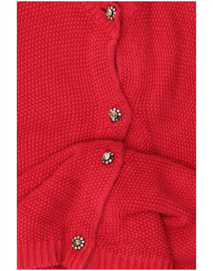 Zara Mujer Cárdigan Suéter UK 10 Small Viscosa Roja