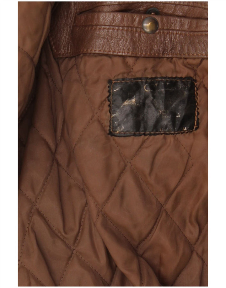 Vintage chaqueta de cuero para hombre Reino Unido 44 2XL cuero marrón