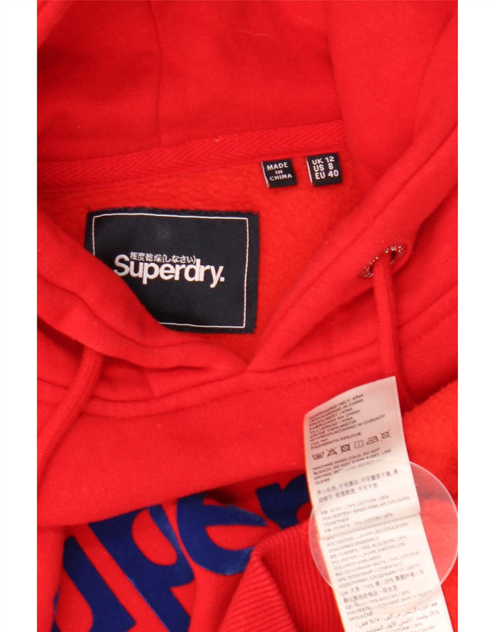 SUPERDRY Jersey con capucha gráfica para mujer UK 12 Medium Red Cotton
