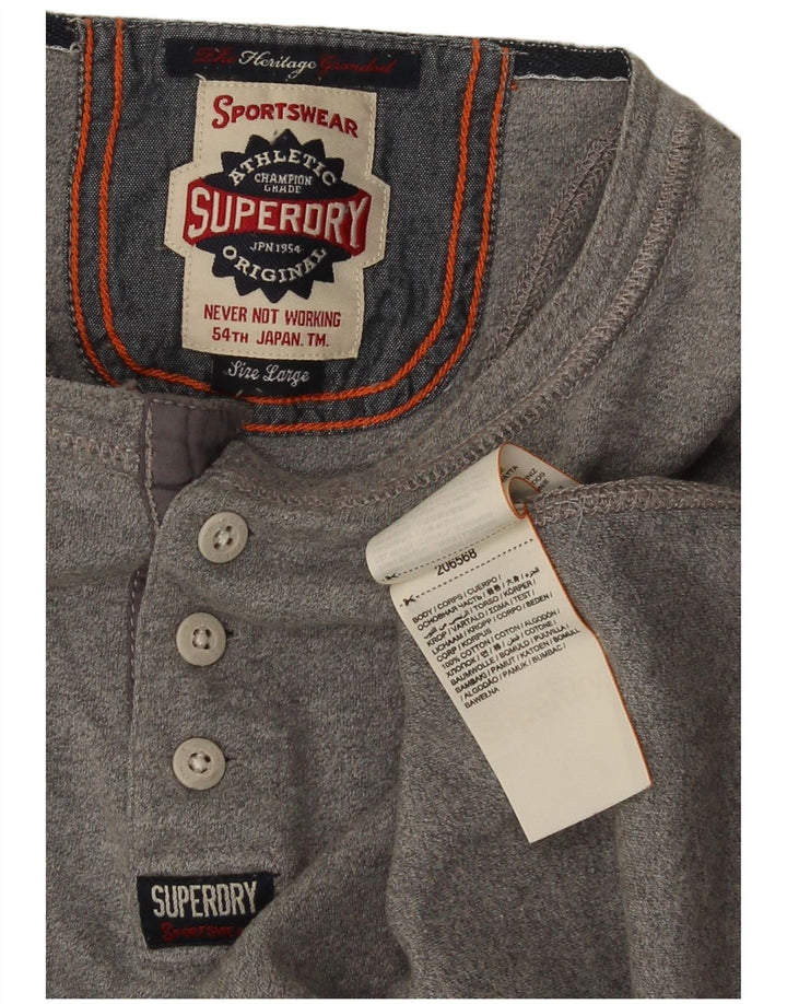 Superdry Camiseta para hombre Top grande de algodón gris