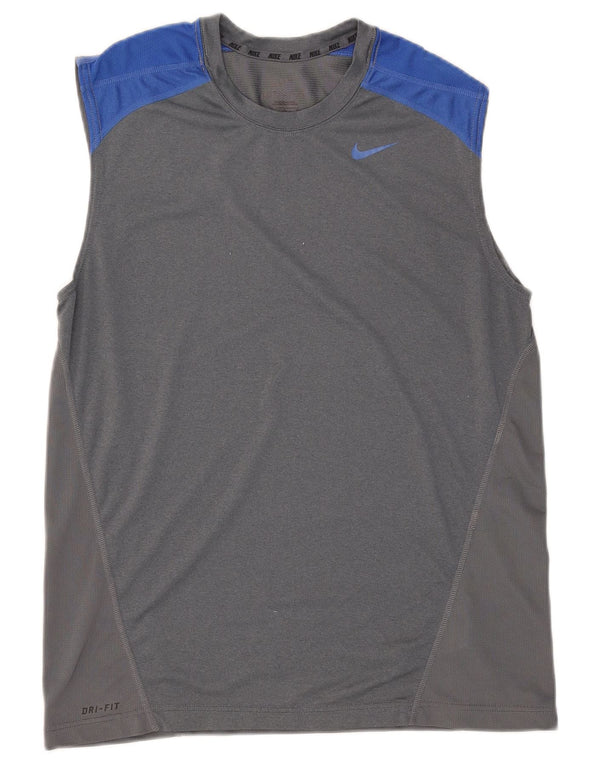 Camiseta sin mangas Nike Dri Fit para hombre Poliéster color block gris medio