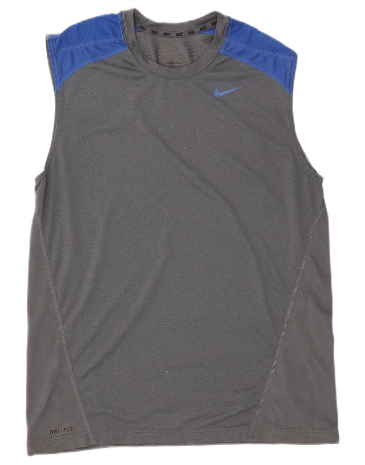 Camiseta sin mangas Nike Dri Fit para hombre Poliéster color block gris medio