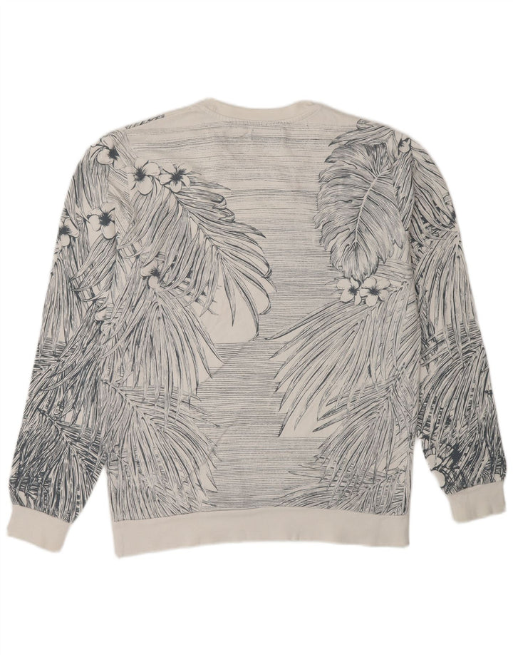 Zara Hombre Sudadera Jumper Medium Blanco Floral Algodón