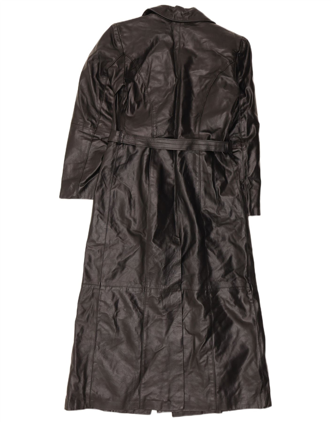 Abrigo de cuero vintage para mujer IT 42 Cuero negro medio