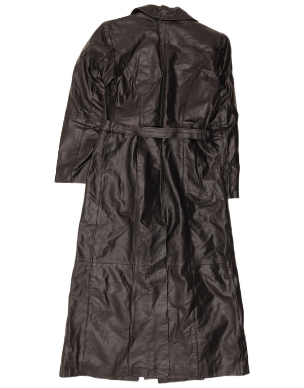Abrigo de cuero vintage para mujer IT 42 Cuero negro medio
