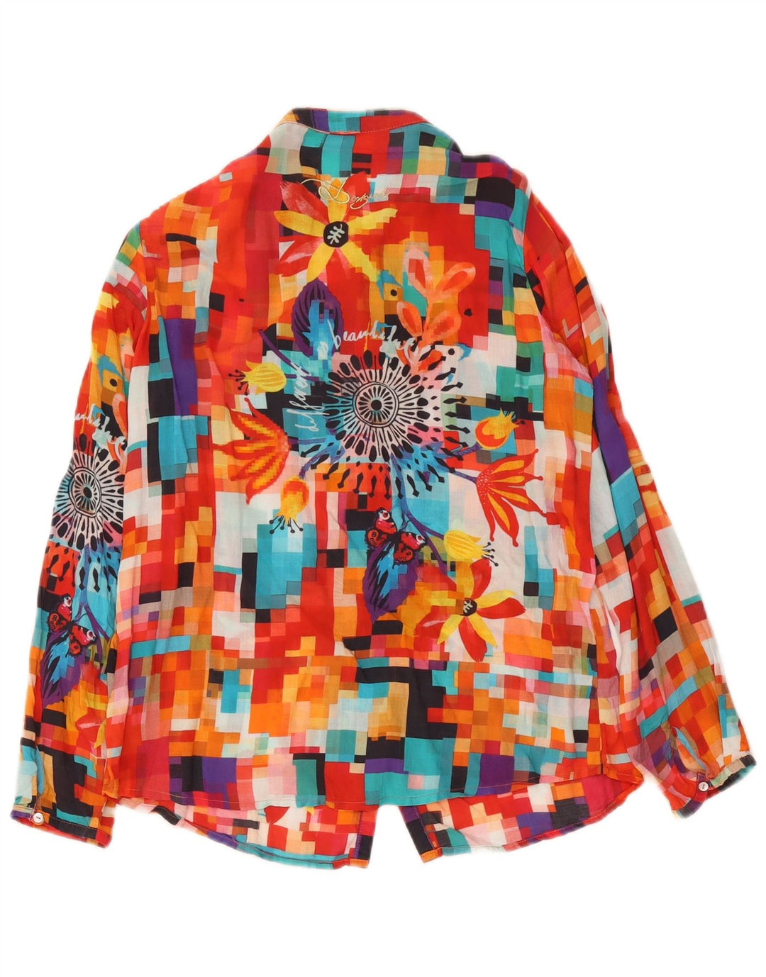 Desigual Blusa camisera gráfica para mujer UK 40 Mediana Multicolor Geométrica