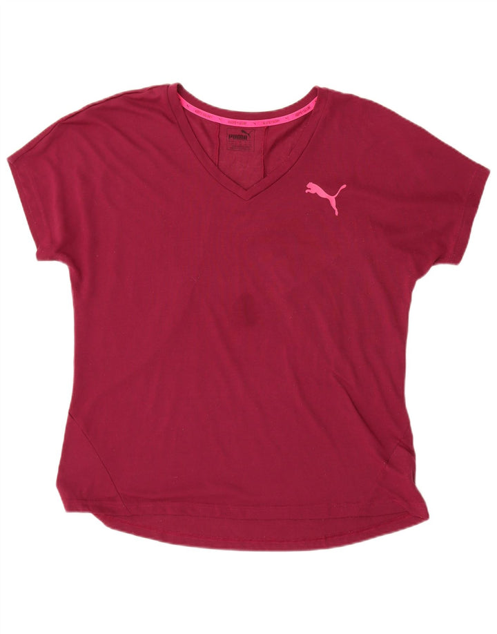 Puma Camiseta para mujer Top UK 16 Large Borgoña Poliéster