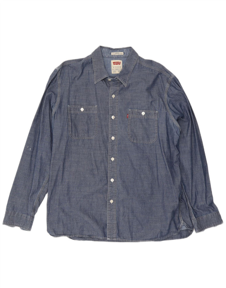 Levi's Camisa de corte estándar para hombre XL Azul marino