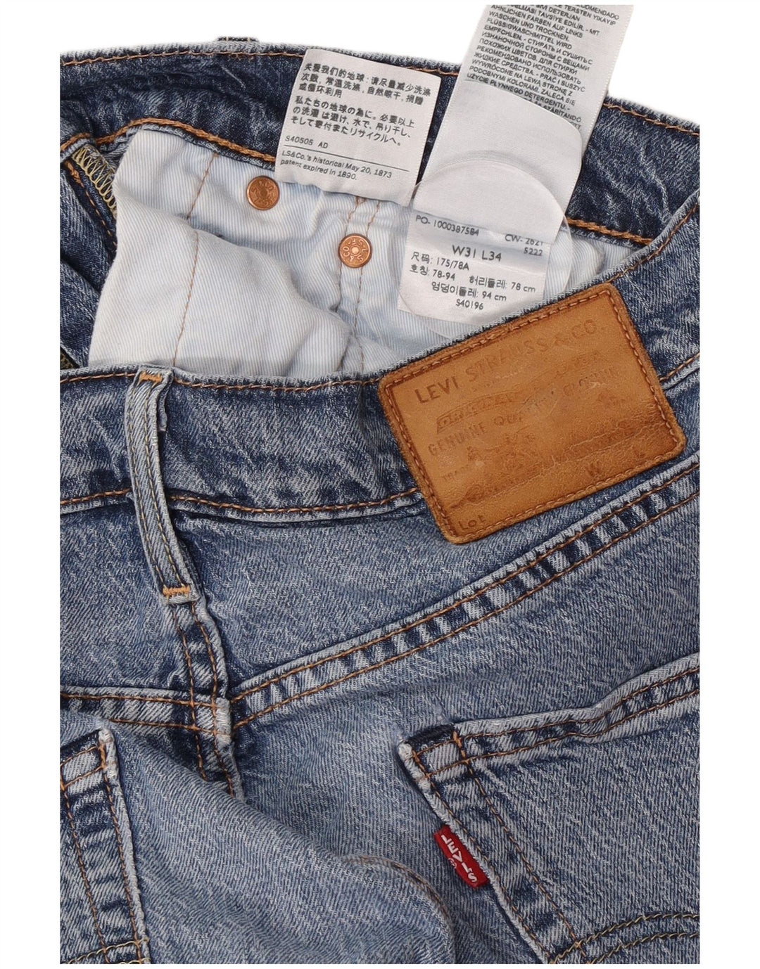 Vaqueros Levi's Mujer Rectos W31 L34 Algodón Azul