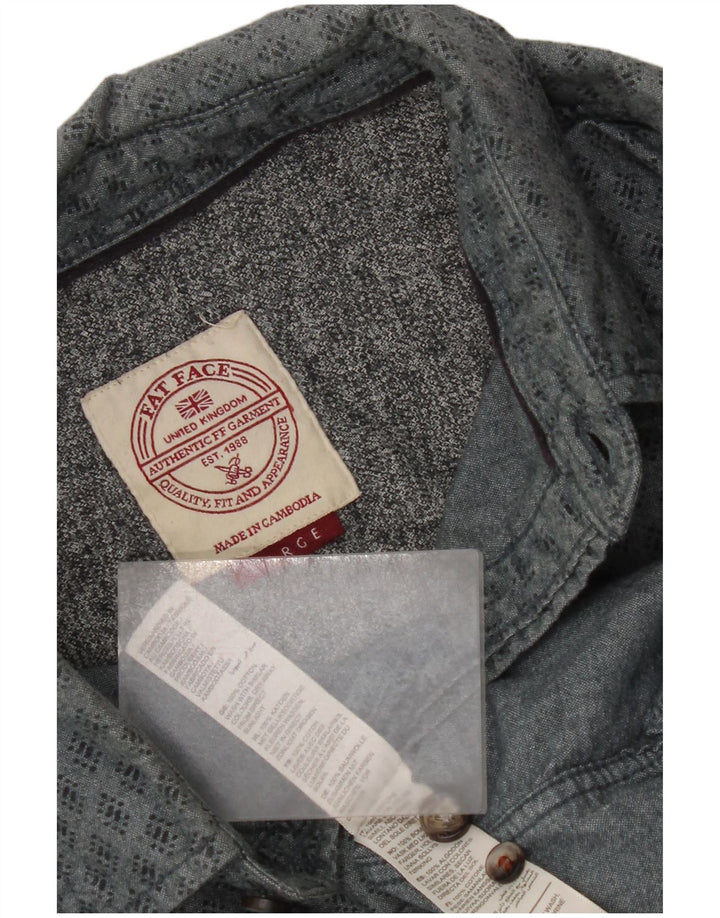 Camisa de hombre Fat Face Grande de algodón geométrico gris