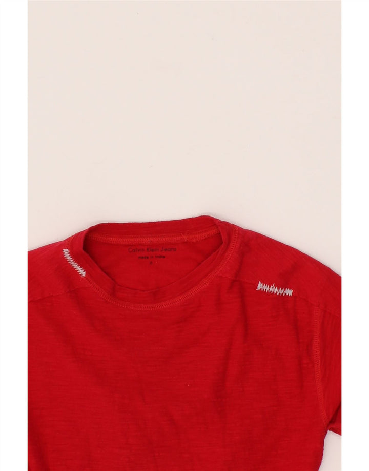 CALVIN KLEIN JEANS Womens T-Shirt Top US 6 Medium Red Vintage Calvin Klein Jeans and Second-Hand Calvin Klein Jeans from Messina Hembry 