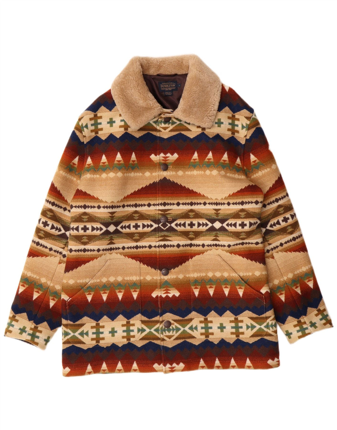 Pendleton Abrigo para hombre Reino Unido 40 Grande Multicolor Geométrico Lana Azteca