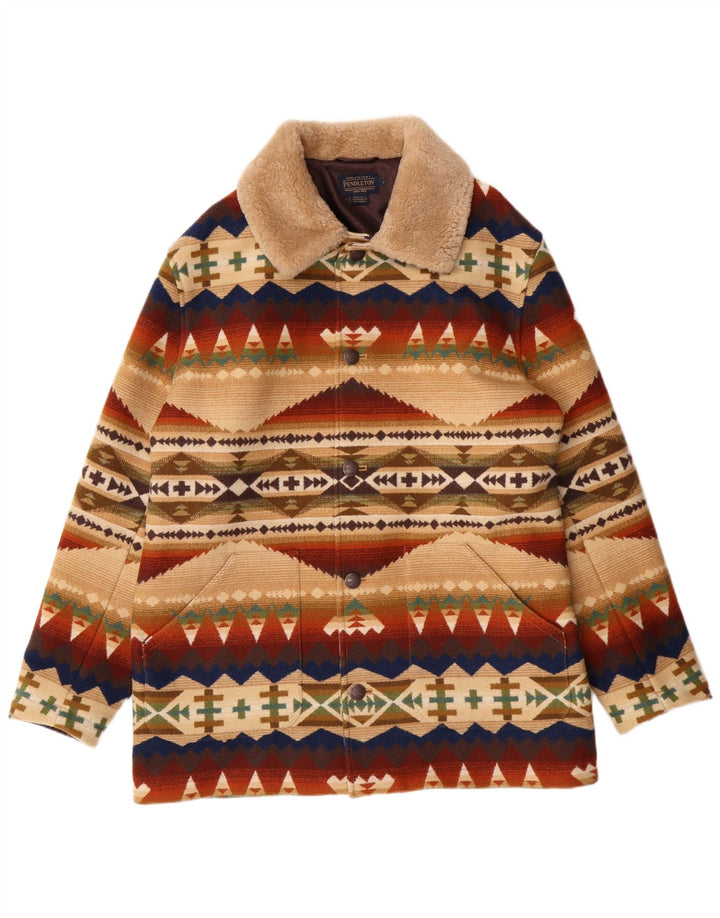 Pendleton Abrigo para hombre Reino Unido 40 Grande Multicolor Geométrico Lana Azteca