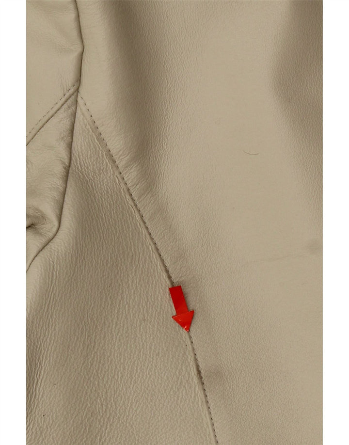 Vintage mujer cuero abrigo Reino Unido 12 cuero beige medio