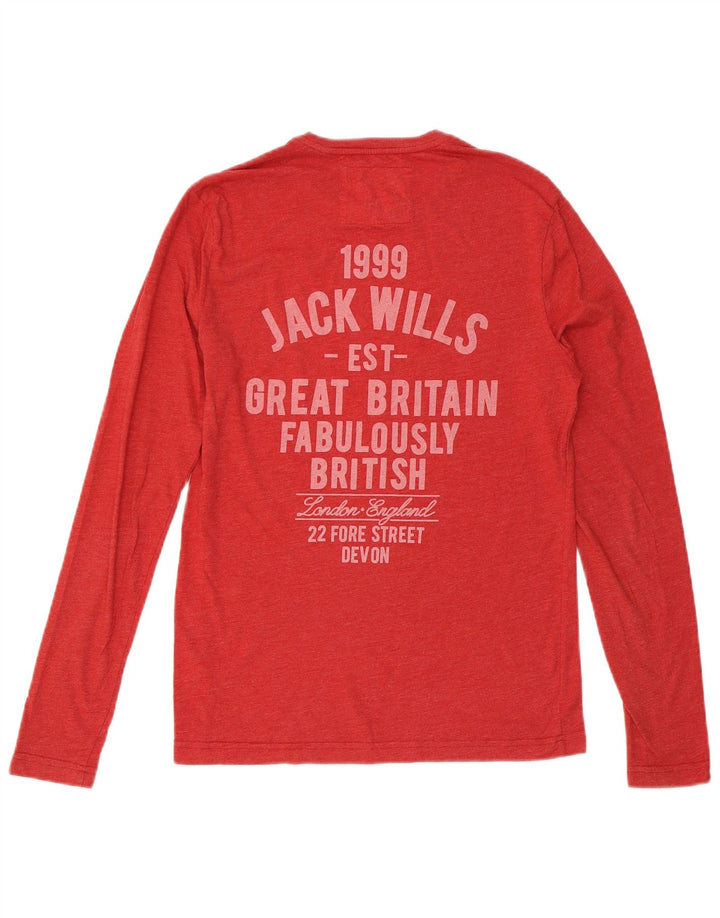 JACK WILLS Top gráfico para hombre de manga larga de algodón rojo pequeño