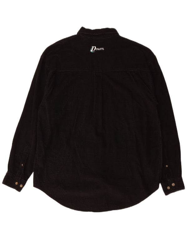 Vintage hombres pana camisa grande algodón negro