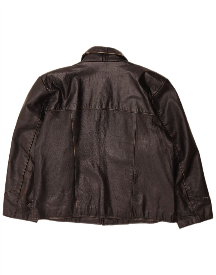 Vintage chaqueta de cuero para hombre Reino Unido 38 cuero negro medio
