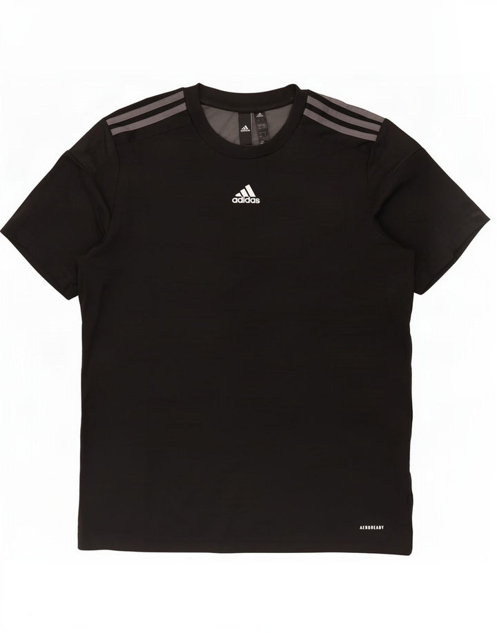 Adidas Hombre Aeroready Camiseta Top Medio Negro Colorblock Poliéster
